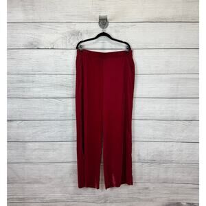 Worthington Women's Red Pink Velour Mid-Rise Wide Leg Pants Size Large